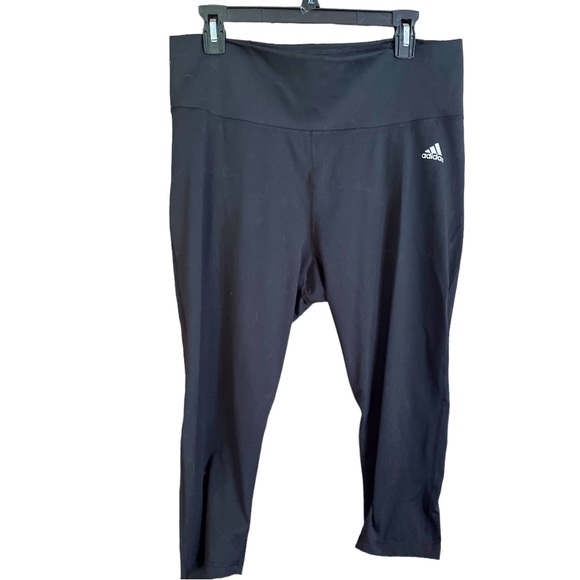 Adidas Black Cropped Climalite High Waist Leggings‎ Yoga Pants  XL - Picture 1 of 4